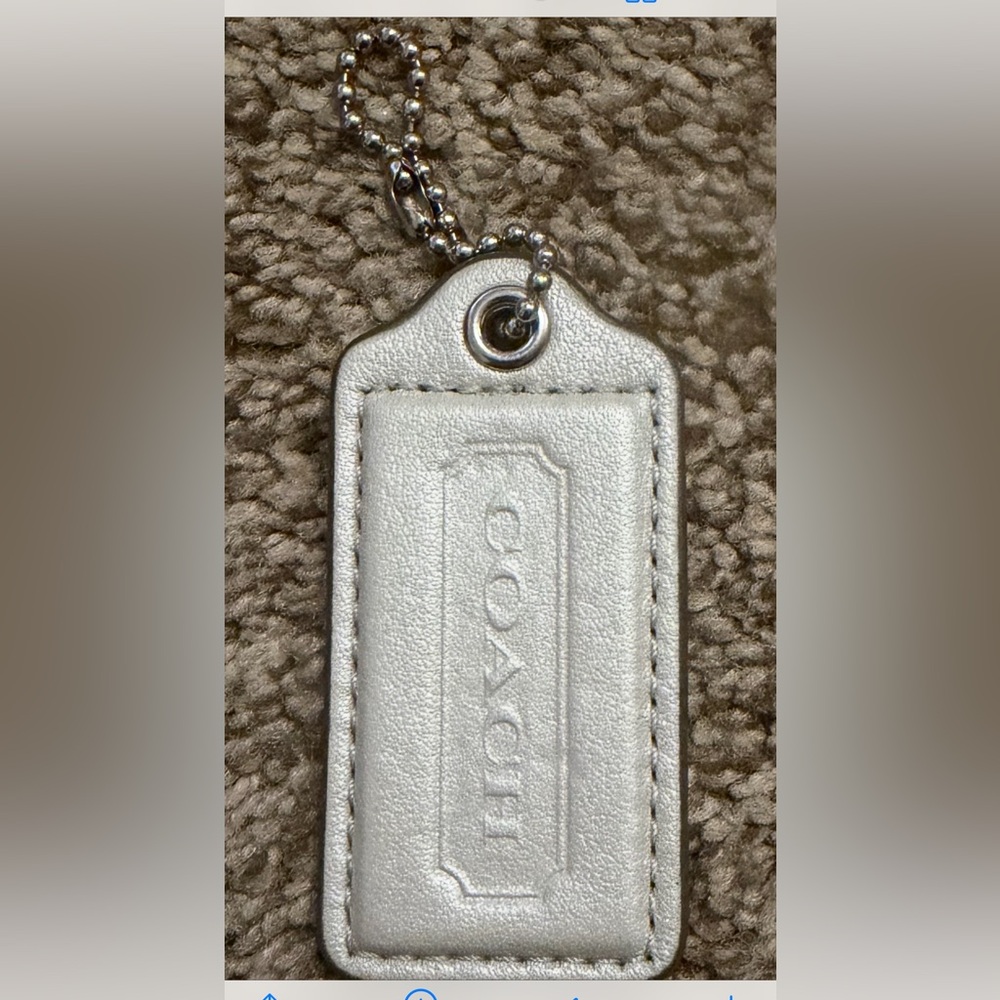 Coach Silver Leather Keychain